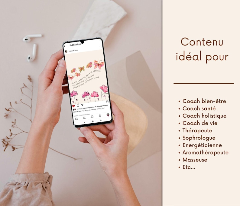 Boho Wellness - Mental Health Posts, French Instagram Templates, Canva Templates for Coaches, Wellness Infographics, Health, Self-Love image 8