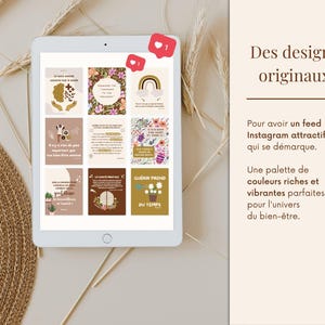 Boho Wellness - Mental Health Posts, French Instagram Templates, Canva Templates for Coaches, Wellness Infographics, Health, Self-Love image 5