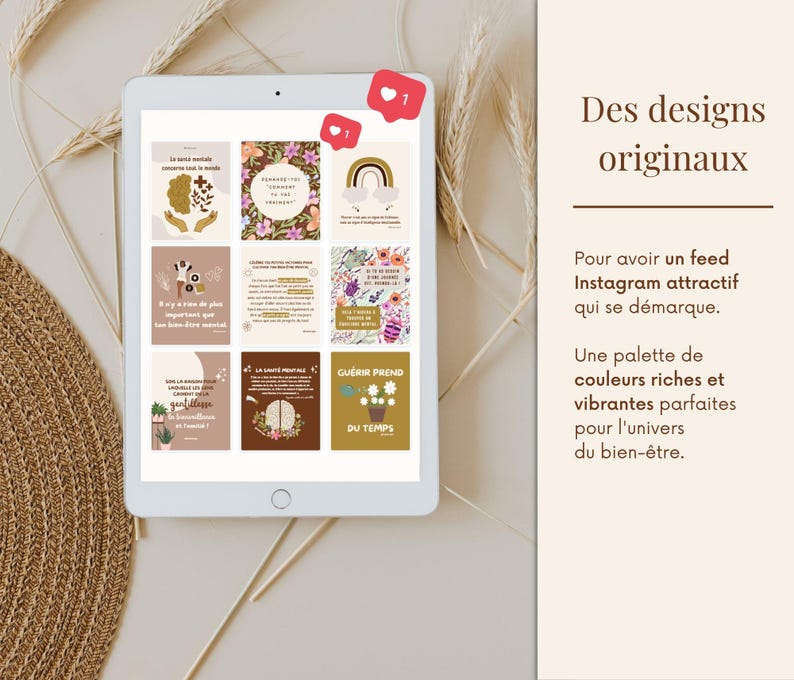 Boho Wellness - Mental Health Posts, French Instagram Templates, Canva Templates for Coaches, Wellness Infographics, Health, Self-Love image 5