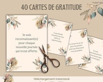 Printable French Gratitude Card, Visualization Board, Mental Health Well-being Positive Thinking Mantra PDF French, Boho Card