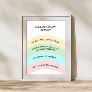 4 Toltec Agreements Poster in French Spirituality, Mental Health Poster, Wellness Wall Art, Therapy Poster, Office Work Decoration