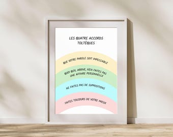 4 Toltec Agreements Poster in French Spirituality, Mental Health Poster, Wellness Wall Art, Therapy Poster, Office Work Decoration