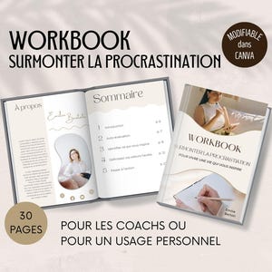 Modèle de Workbook pour coach, Ebook coaching français, Outils de coaching en francais, Surmonter la procrastination, worksheets en français