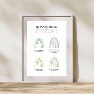 4 Toltec Agreements Poster in French Spirituality, Mental Health Poster, Wellness Wall Art, Therapy Poster, Office Work Decoration