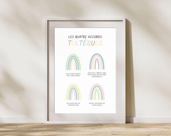 4 Toltec Agreements Poster in French Spirituality, Mental Health Poster, Wellness Wall Art, Therapy Poster, Office Work Decoration