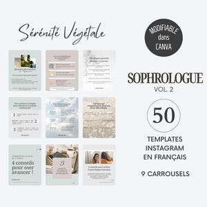 Sophrologue 2 - Modèles Instagram de sophrologie en français. Templates Canva développement personnel et bien-être, Feed Instagram