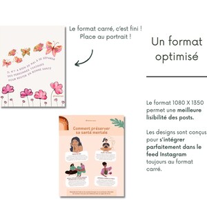Health & Wellness - Mental Health Posts, French Instagram Templates, Canva Templates for Coaches, Wellness Infographics, Self-Love image 3