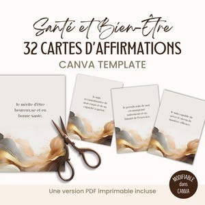 Cartes affirmations positives à modifier, Templates Canva Bien être, Outil de coaching, Lead Magnet, Tableau de visualisation en français