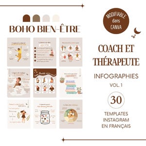 Boho Wellness - Modelli di infografica per Instagram in francese, modelli Canva per coach francesi, post sul benessere olistico