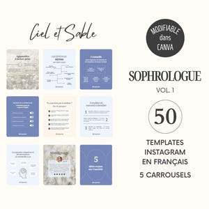 Kit Sophrologue 1 - Modèles Instagram de sophrologie en français, Templates Canva développement personnel et bien-être, Feed Instagram