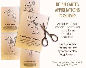 Positive affirmations card in French to print, Visualization board, Mental health Well-being Positive thinking Mantra PDF French