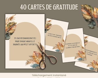Printable French Gratitude Card, Visualization Board, Mental Health Well-being Positive Thinking Mantra PDF French, Boho Card