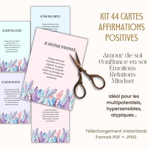 Carte affirmations positives en français à imprimer, Tableau de visualisation, Santé mentale Bien être Pensée Positive Mantra PDF francais