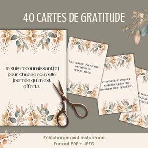 Carte de gratitude en français à imprimer, Tableau de visualisation, Santé mentale Bien être Pensée Positive Mantra PDF francais, Carte Boho