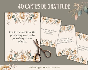 Printable French Gratitude Card, Visualization Board, Mental Health Well-being Positive Thinking Mantra PDF French, Boho Card