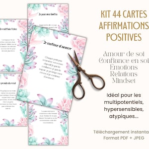 Carte affirmations positives en français à imprimer, Tableau de visualisation, Santé mentale Bien être Pensée Positive Mantra PDF francais