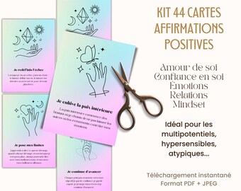 Positive affirmations card in French to print, Visualization board, Mental health Well-being Positive thinking Mantra PDF French