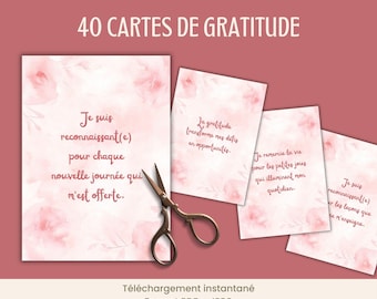 Gratitude card in French to print, Visualization board, Mental health Well-being Positive thinking Mantra PDF French, Pink card