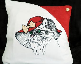 Pillow cover is the cat with Hat