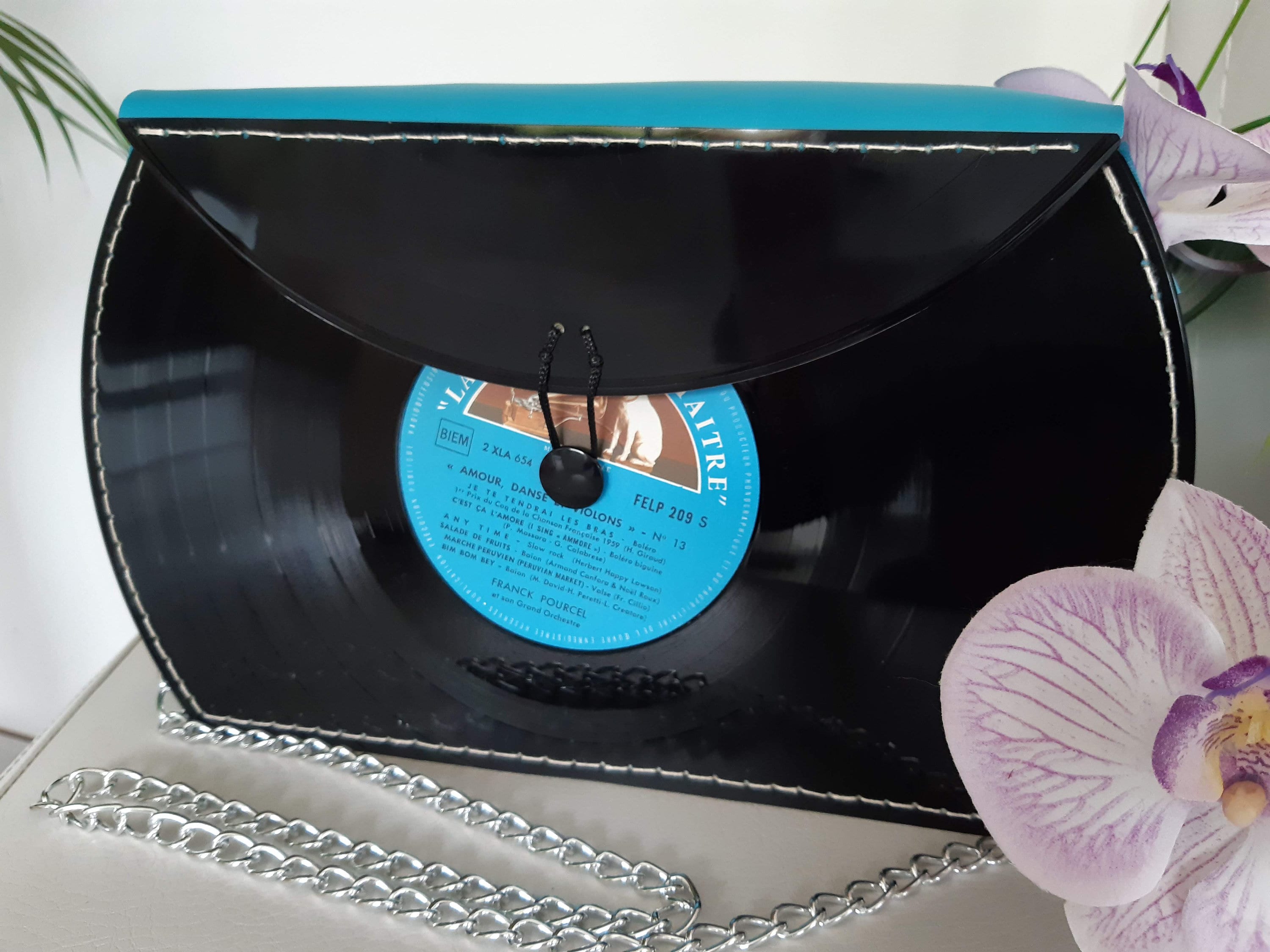 Vintage Handbag Made From Recycled Vinyl Records 