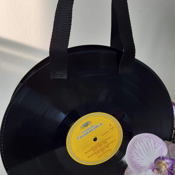 Sac à mains vintage en disques vinyles