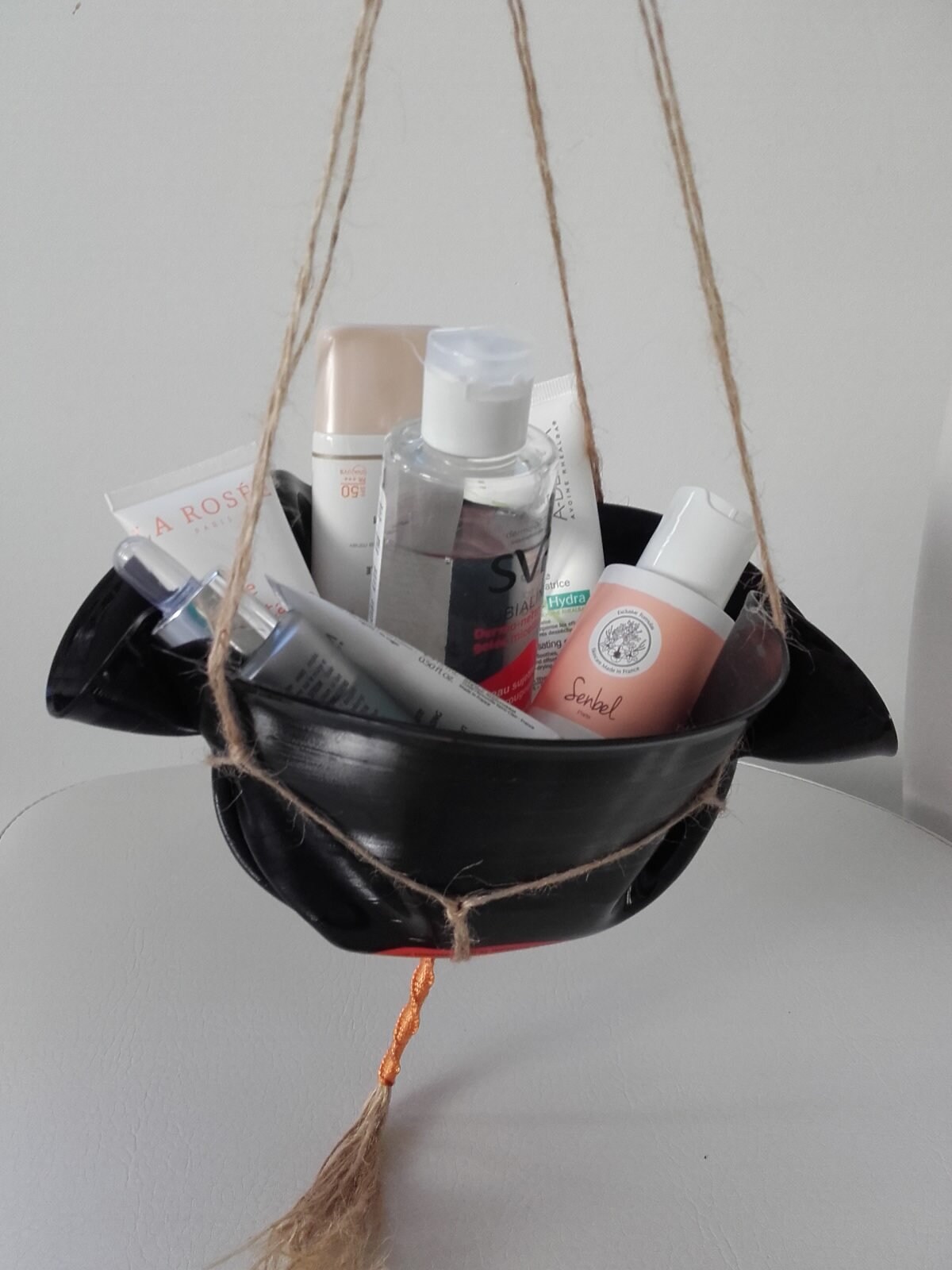 Suspension en Macramé Disque Vinyle Recyclé