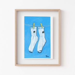 sock painting PRINT, sock art, random painting, pair of socks, painting of socks