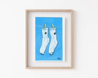 sock painting PRINT, sock art, random painting, pair of socks, painting of socks