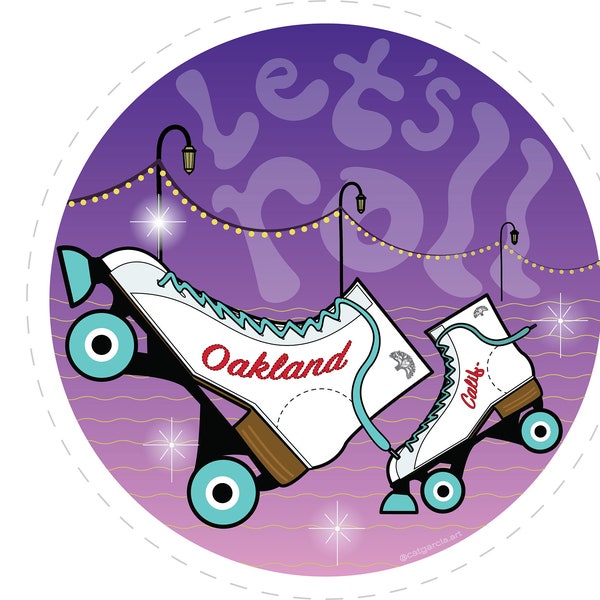 Quirky Oakland Sticker - Rollerskate Fun - Lake Merritt Souvenir - Bay Area Vibes