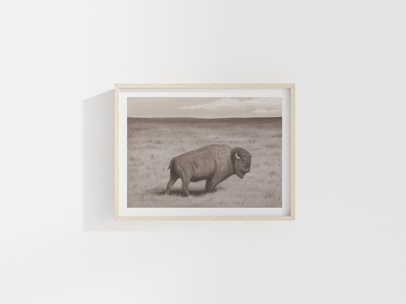 Rustic Bison Wall Art - Yellowstone Painting, Vintage Western Ranch ...