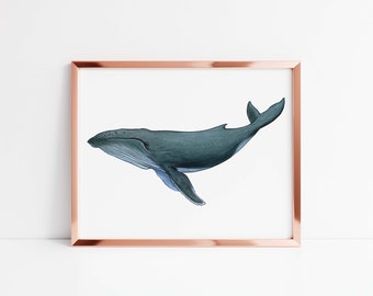 Detailed Humpback Whale Art Print - Ocean Decor & Surfer Gift, Perfect for Marine Lovers