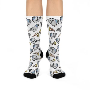 Weird and Whimsical Pigeon and Pizza Socks - Perfect White Elephant or Novelty Gift Idea