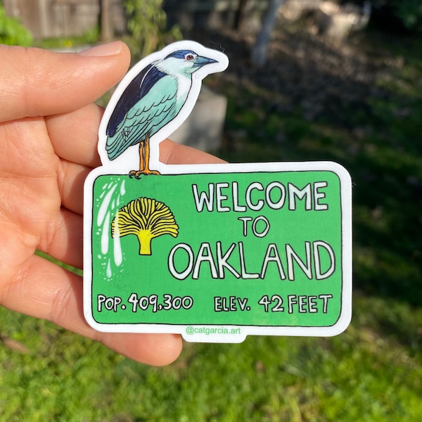 Funny Oakland Night Heron Sticker - Rep the City with this Locally Made Decal