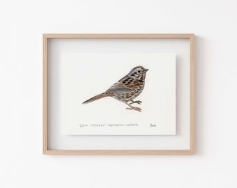 Song Sparrow Art Print - Perfect Gift for Nature Enthusiasts, Bird Lovers, Cabin Decor