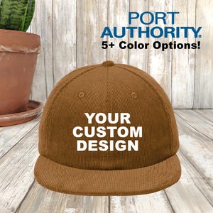 Custom Vintage Embroidered Hat, Port Authority Corduroy Snapback, Unstructured Old School Vintage hat, Gift for Him or Her, Bulk Discounts
