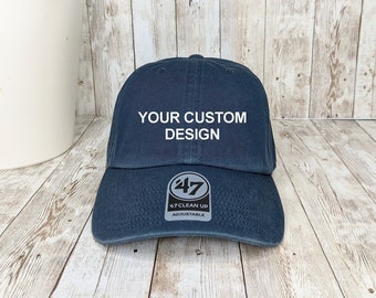 47 Brand Custom Clean Up Cap / Low Profile Hats / Embroidered Dad Hat / Unstructured Washed Cap / Wedding Caps / Bachelorette Party Hats