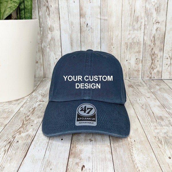 47 Brand Custom Clean Up Cap / Low Profile Hats / Embroidered Dad Hat / Unstructured Washed Cap / Wedding Caps / Bachelorette Party Hats