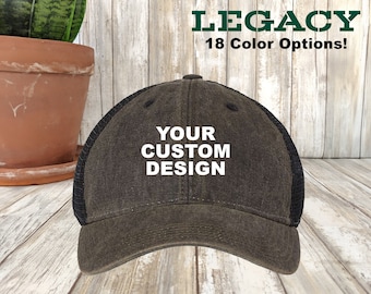 LEGACY Custom Trucker Hat, Old Favorite Trucker, Personalized Unstructured Mesh Caps