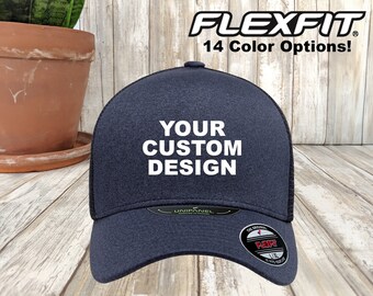 Flexfit Custom Trucker Hat / Unipanel Trucker Cap / Mid Profile / Structured / Embroidered 5 Panel / Bachelor Party Hats