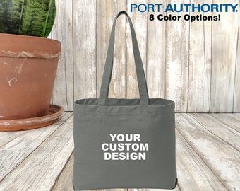 Port Authority ® Custom Beach Wash ® Tote / Reusable Shopping Bags / Cotton Beach Bag / Embroidered Totes / Custom Embroidery