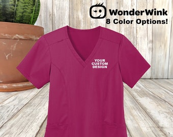 Custom Women’s Premiere Flex™ V-Neck Top / Personalized WonderWink® Scrubs / Modern Fit