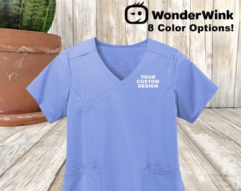 Custom Women’s Premiere Flex™ Mock Wrap Top / Personalized WonderWink® Scrubs / Modern Fit