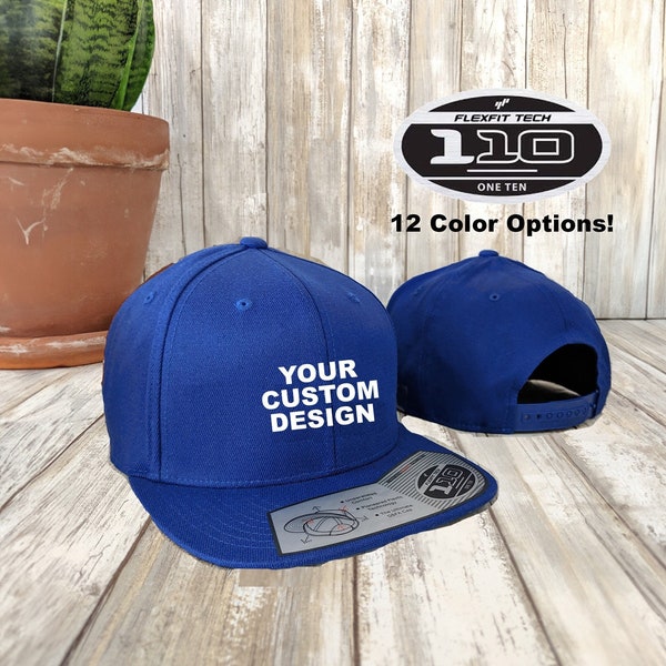 Custom Premium Snapback Cap / Yupoong 110 Snap Back / Custom Embroidered Hat / Matching Undervisor Color / Flexfit Technology