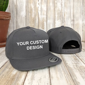 Custom 5 Panel Snapback, Embroidered Yupoong Classic Snapback, Green Undervisor, Personalized Gift for Him & Her, Bulk Rates