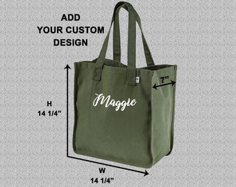 Custom Embroidered Hemp Cotton Tote Bag: Reusable Shopping Bag