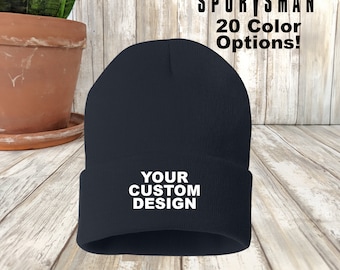 Custom Embroidered Sportsman Cuff Beanie: Personalized Gym Apparel Winter Cap