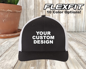 Custom Hat, Embroidered Flexfit Ultrafiber Trucker Cap, Structured Mesh Hat, Personalized Gift
