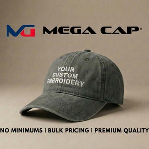 Custom Embroidered Megacap Washed Dad Hat: Unstructured Low Profile Cap