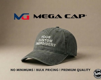Custom Embroidered Megacap Washed Dad Hat: Unstructured Low Profile Cap