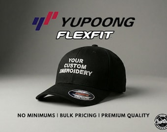 Custom Embroidered Yupoong Flexfit Hat: Personalized Fitted Adult Cap, XXL Available*